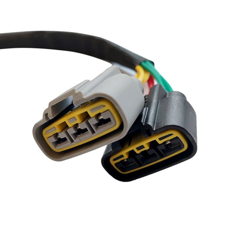 Motorcycle rectifier connector pair with gray and black housings and yellow terminal blocks
