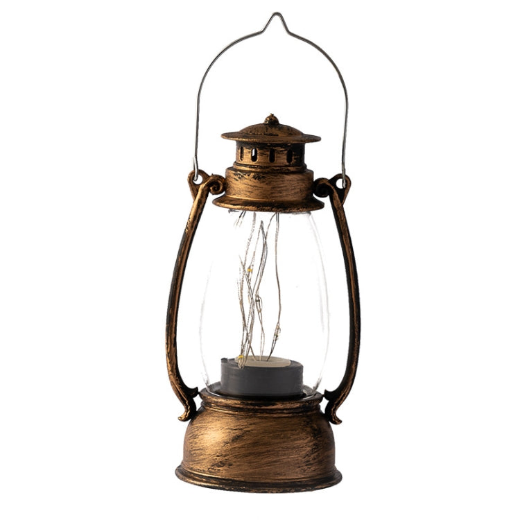 Bronze retro oil lamp lantern with clear glass globe and curved metal handles