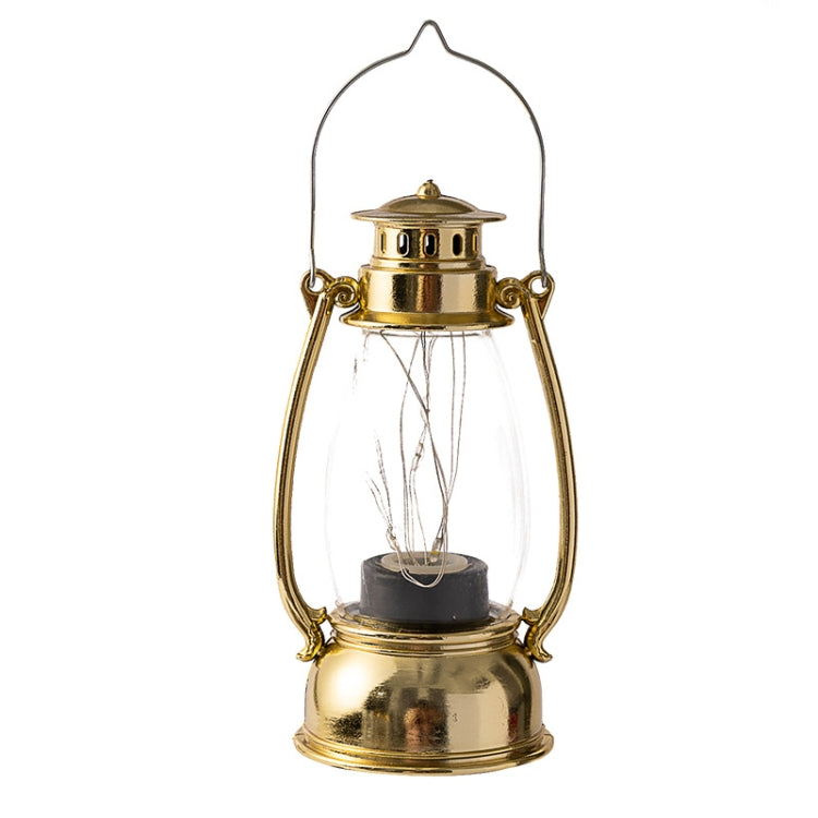 Gold retro oil lamp lantern table decoration with clear glass globe and warm light