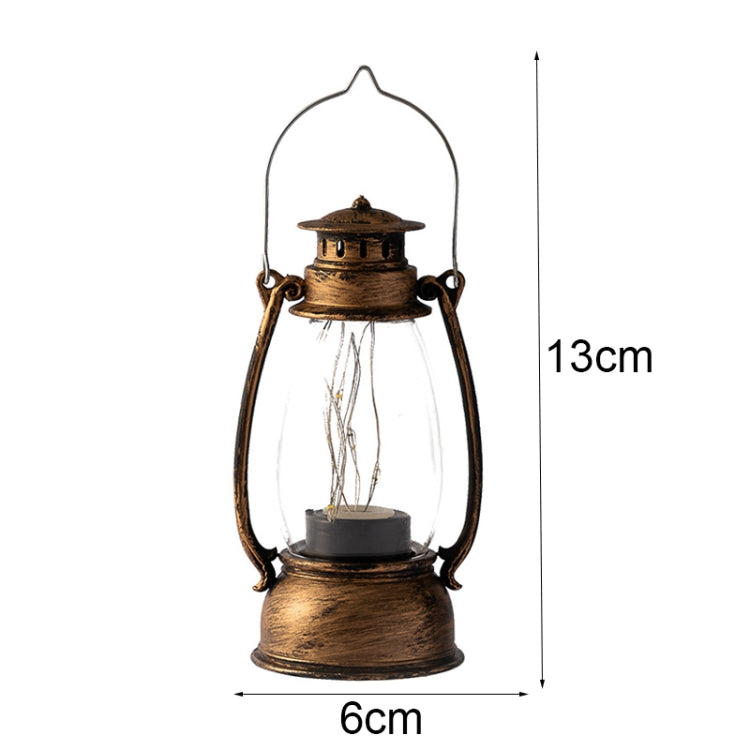 Bronze retro oil lamp lantern with clear glass globe, 13cm tall, 6cm wide