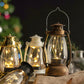 Bronze retro oil lamp lantern with clear glass globe and warm light