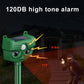 Green solar animal repellent device with motion detection range and alarm indicators
