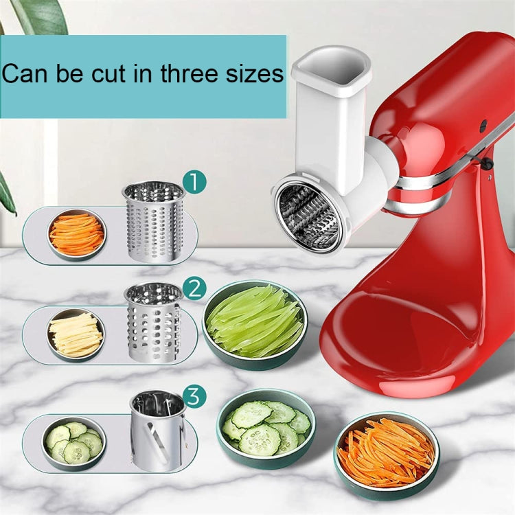 3-in-1 vegetable cutter set with three metal grater drums and white chute, KA-006