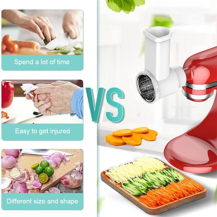 3-in-1 vegetable cutter attachment with white housing and metal drum, KA-006