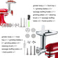 Meat grinder accessory set with feed tray, grinding plates, blades, cleaning brush, tubes