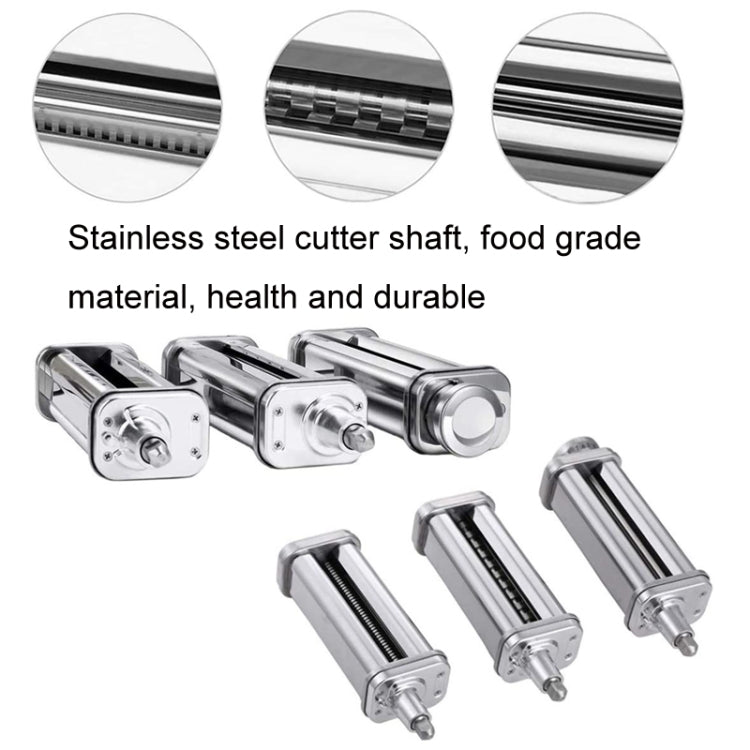 Stainless steel cutter shafts and noodle die rollers for noodle pressing attachment