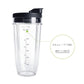 Clear 710 mL blender cup mug with black lid and visible max liquid measurement markings