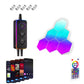RGB hexagon LED wall light kit with controller, glowing hex panels, and color remote