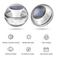 Solar floating pool light set, clear domes with white solar panel tops, two angles