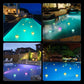 Solar floating pool lights with multi-color glowing LEDs floating on water