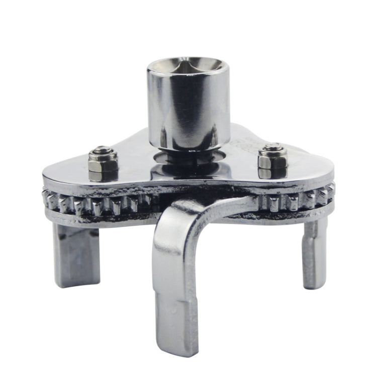 Oil filter element removal wrench with spoked ring grip and central socket