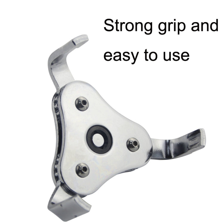 Oil filter element removal wrench with curved fork handle and socket drive