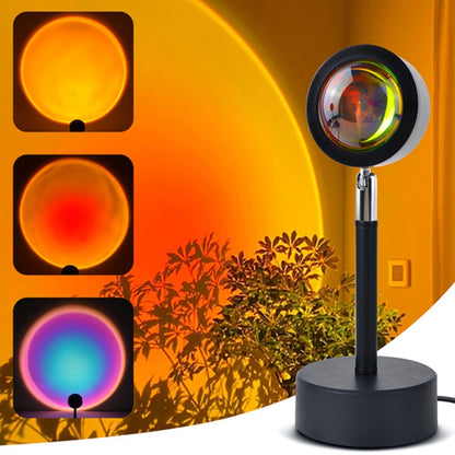 RGB projection floor lamp with spherical head and round black base