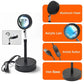 RGB projection floor lamp with aluminum head, acrylic lens, and black iron base