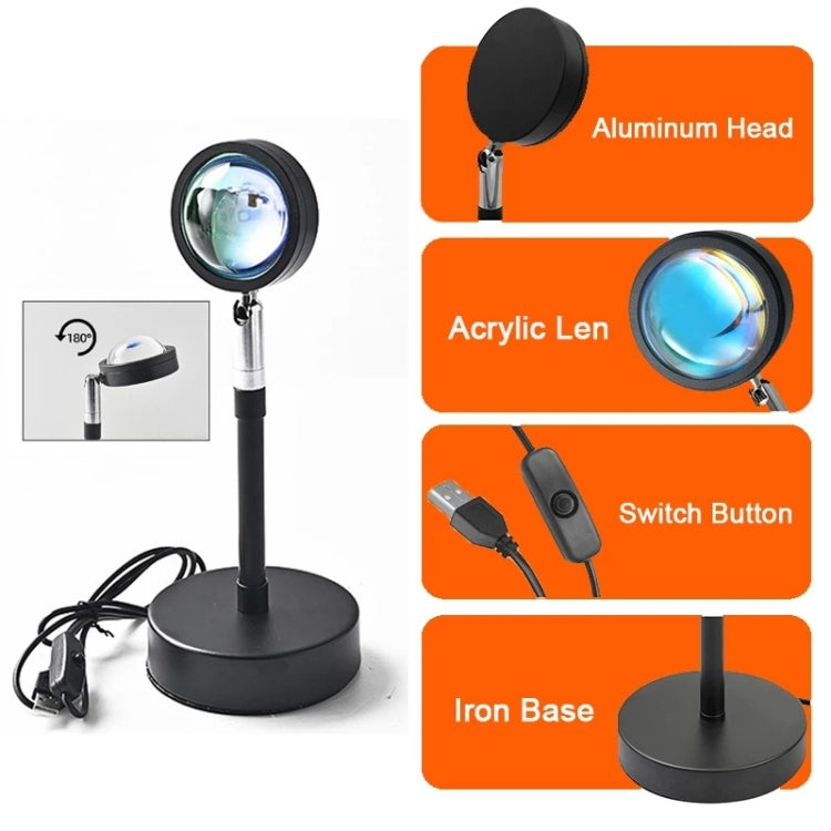 RGB projection floor lamp with aluminum head, acrylic lens, and black iron base