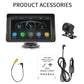 7-inch in-dash Car MP5 player with screen, camera, cables, and power adapter kit