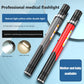 Pair of mini pen LED flashlights with black ends, grey and red bodies