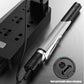 Mini pen LED flashlight, light gray handle with black end, charging indicator lit