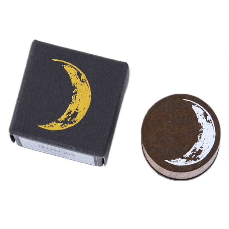 Moon phase wooden stamp set: square and round stamps with yellow moon design