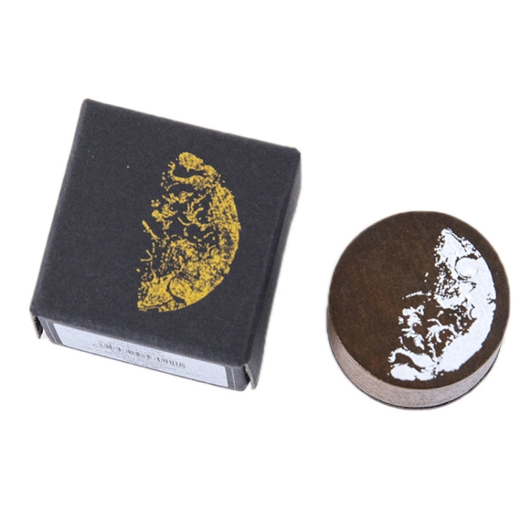 Moon phase wooden stamp set: square and round stamps with gold and white moon design