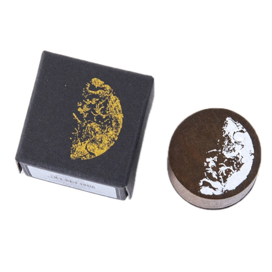 Moon phase wooden stamp set: square and round stamps with gold and white moon design