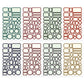 Die-cut sticker label set in pastel colors, rounded circles and tab shapes