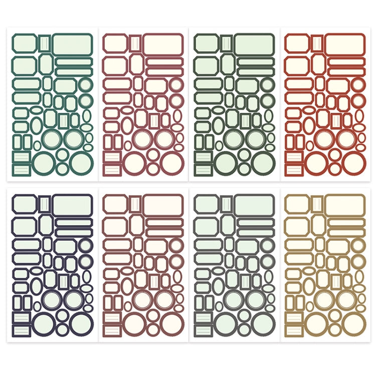 Die-cut sticker label set in pastel colors, rounded circles and tab shapes