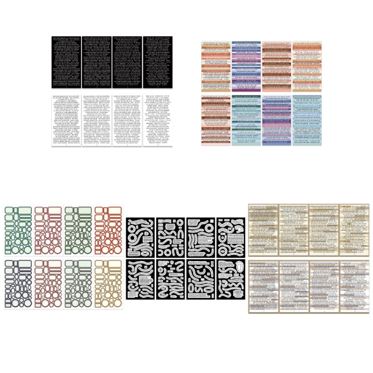 Sticker sheet bundle: black and white text panels plus colorful quote strips