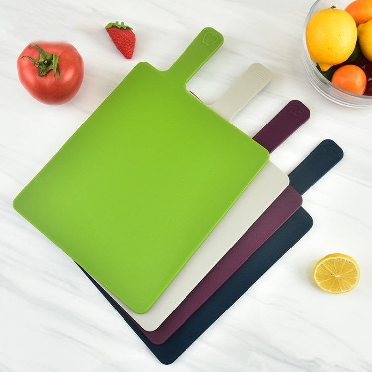 Green plastic cutting board with divider slots; set includes dark, maroon, and white boards