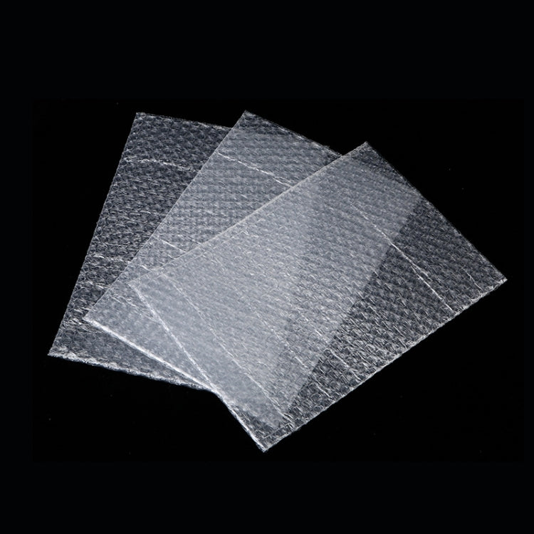 Clear bubble mailer bags, small rectangular 10x20mm pieces, stacked