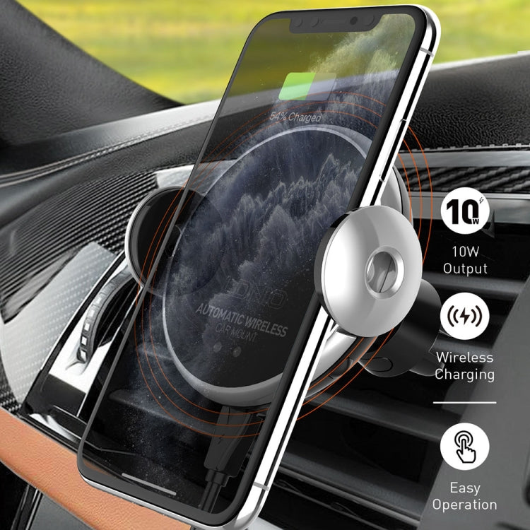 Wireless car phone charger mount with infrared sensor holding a smartphone on the dashboard
