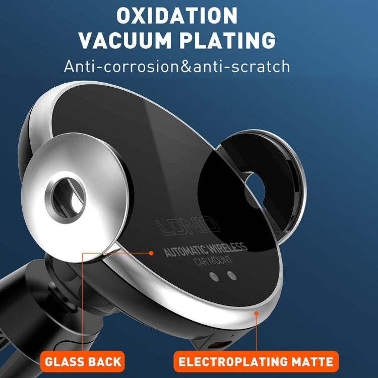 Automatic wireless car mount charger with electroplating matte base and black glass back design