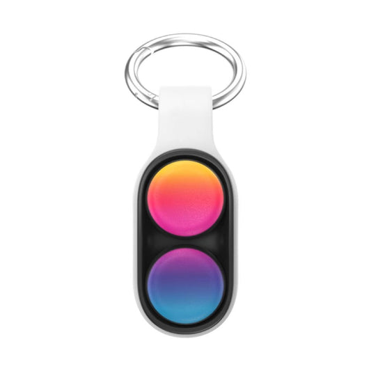 White magnetic buckle keychain toy with two gradient circular pop pads.
