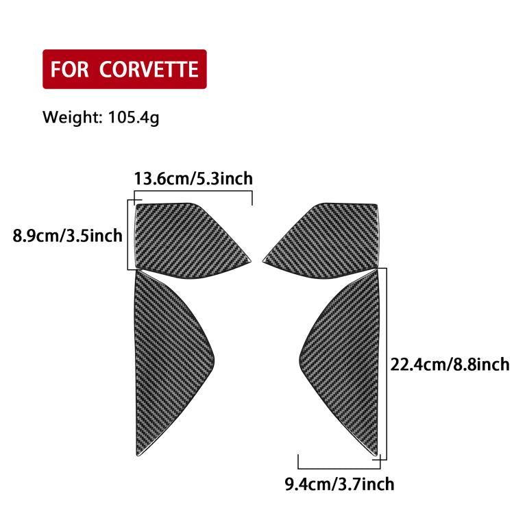 Carbon-fiber front slot decoration stickers set with size measurements