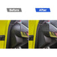 Front slot decoration stickers installed on dashboard panel, before/after view