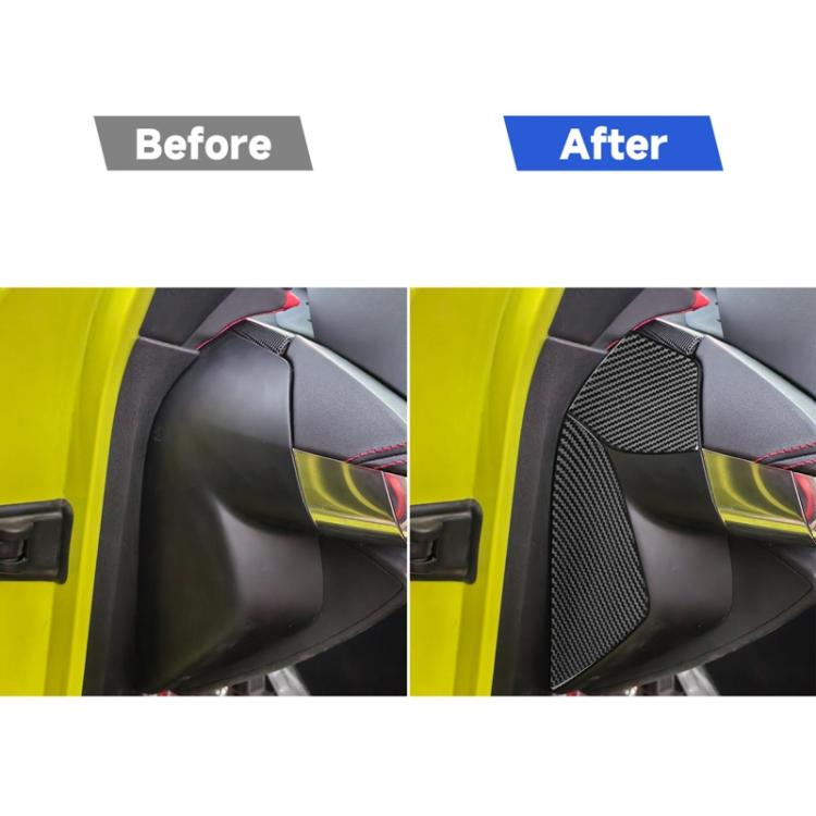 Front slot decoration stickers installed on dashboard panel, before/after view
