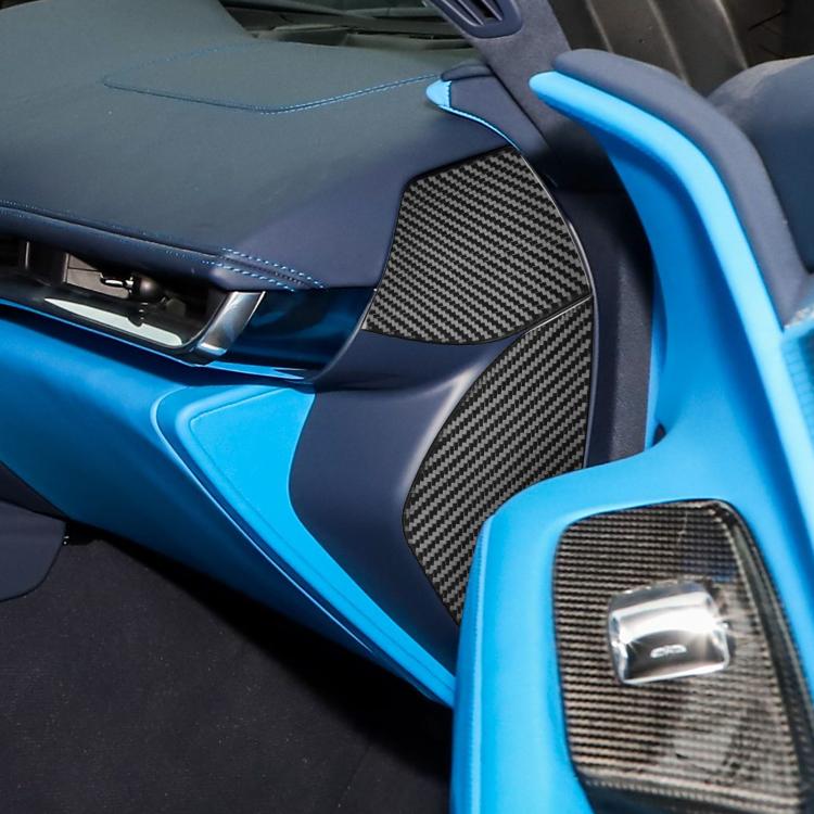 Close-up of carbon-fiber front slot decoration stickers on car panel