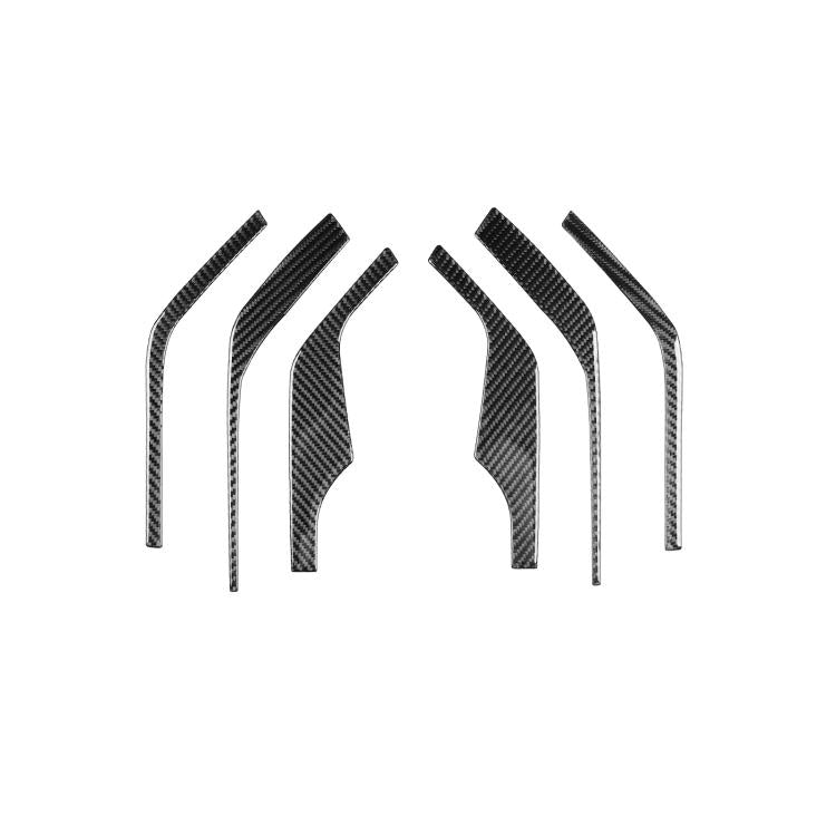 Inner A-pillar speaker sticker set, black carbon-fiber texture, 6 curved pieces