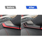Inner A-pillar speaker sticker set installed on car interior, black carbon-fiber with red trim