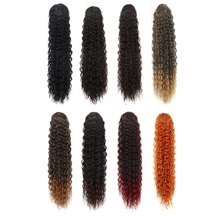 Curly ponytail wig color chart with multiple long curly strands in varied shades