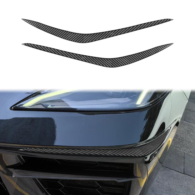 Front bumper lip decorative stickers with carbon fiber pattern, on vehicle