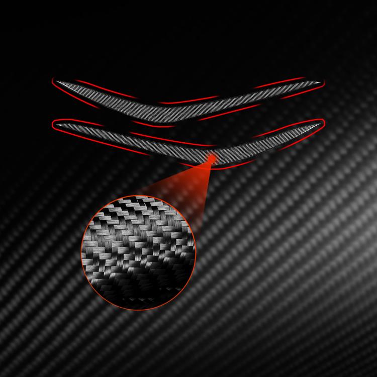 Carbon fiber-look bumper lip sticker set with red accent lines and texture detail