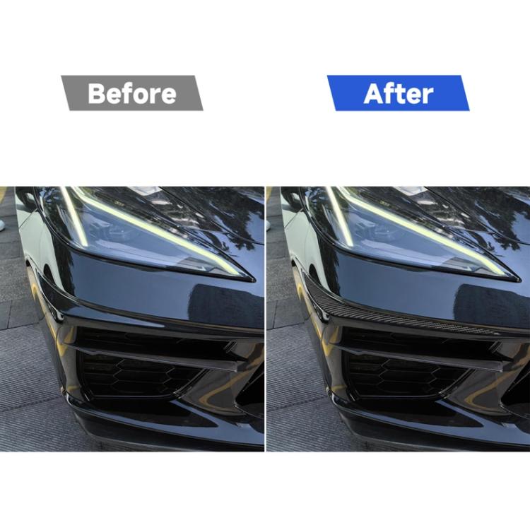 Installed carbon fiber bumper lip decorative stickers on front bumper