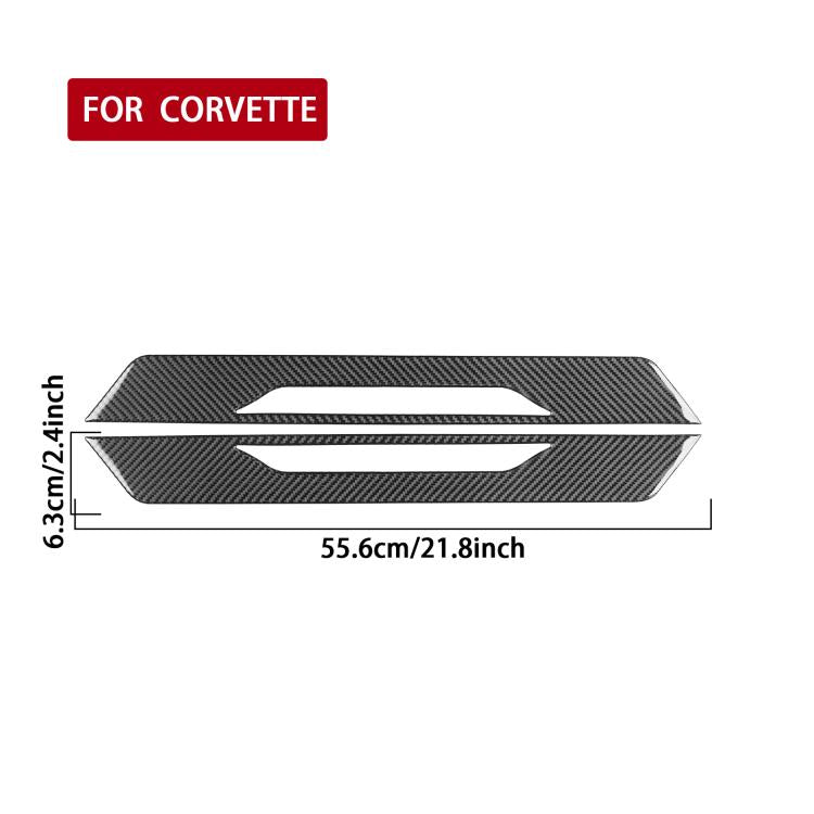 Carbon-fiber door sill trim sticker set with measurements shown