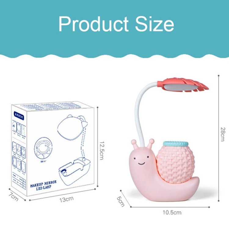 Cartoon snail LED desk lamp product size diagram with dimensions shown in cm