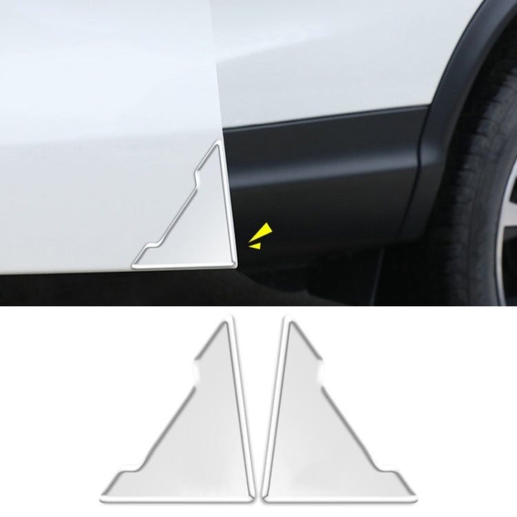 Car door corner bumper stickers, silver triangular scuff protection (2 pcs)