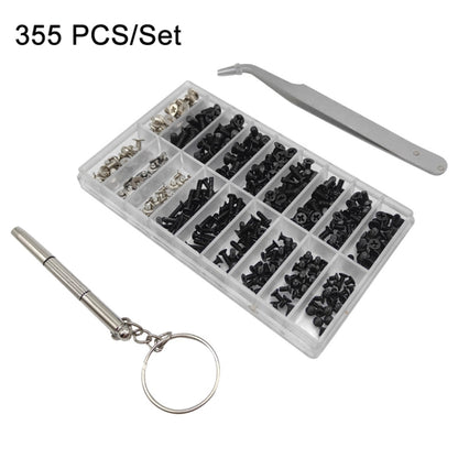 Laptop universal screw set with screwdriver, key ring, and compartment organizer tray