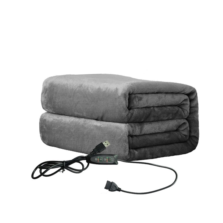 Gray electric heating shawl blanket roll with USB controller and cable