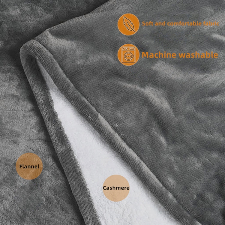 Gray plush heating shawl blanket fabric with soft white inner trim