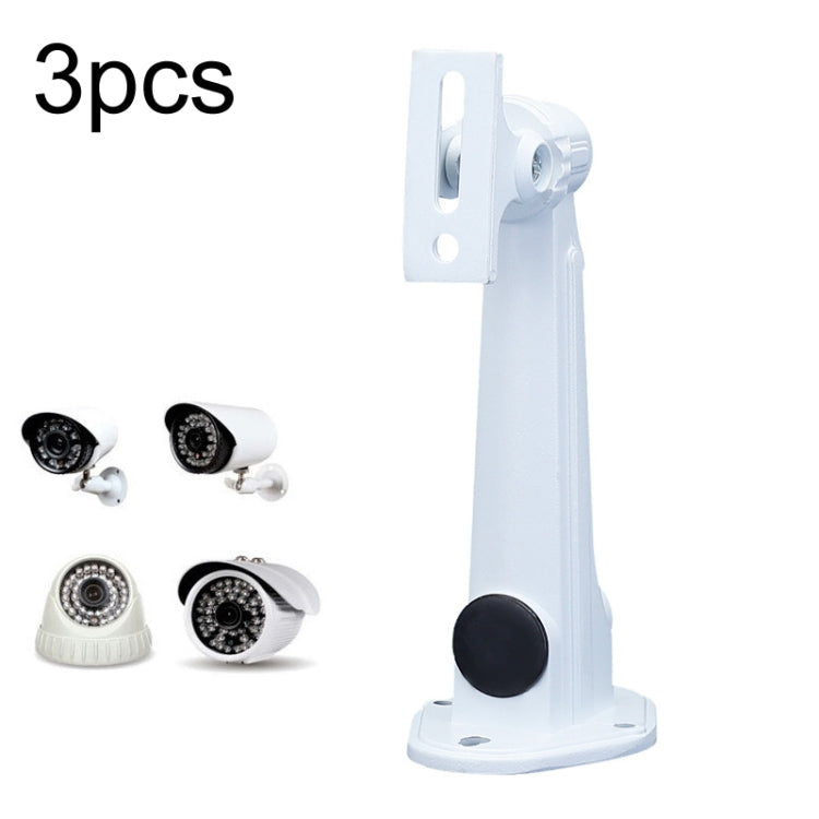 White aluminum camera mounting bracket stand with adjustable swivel head, set of 3
